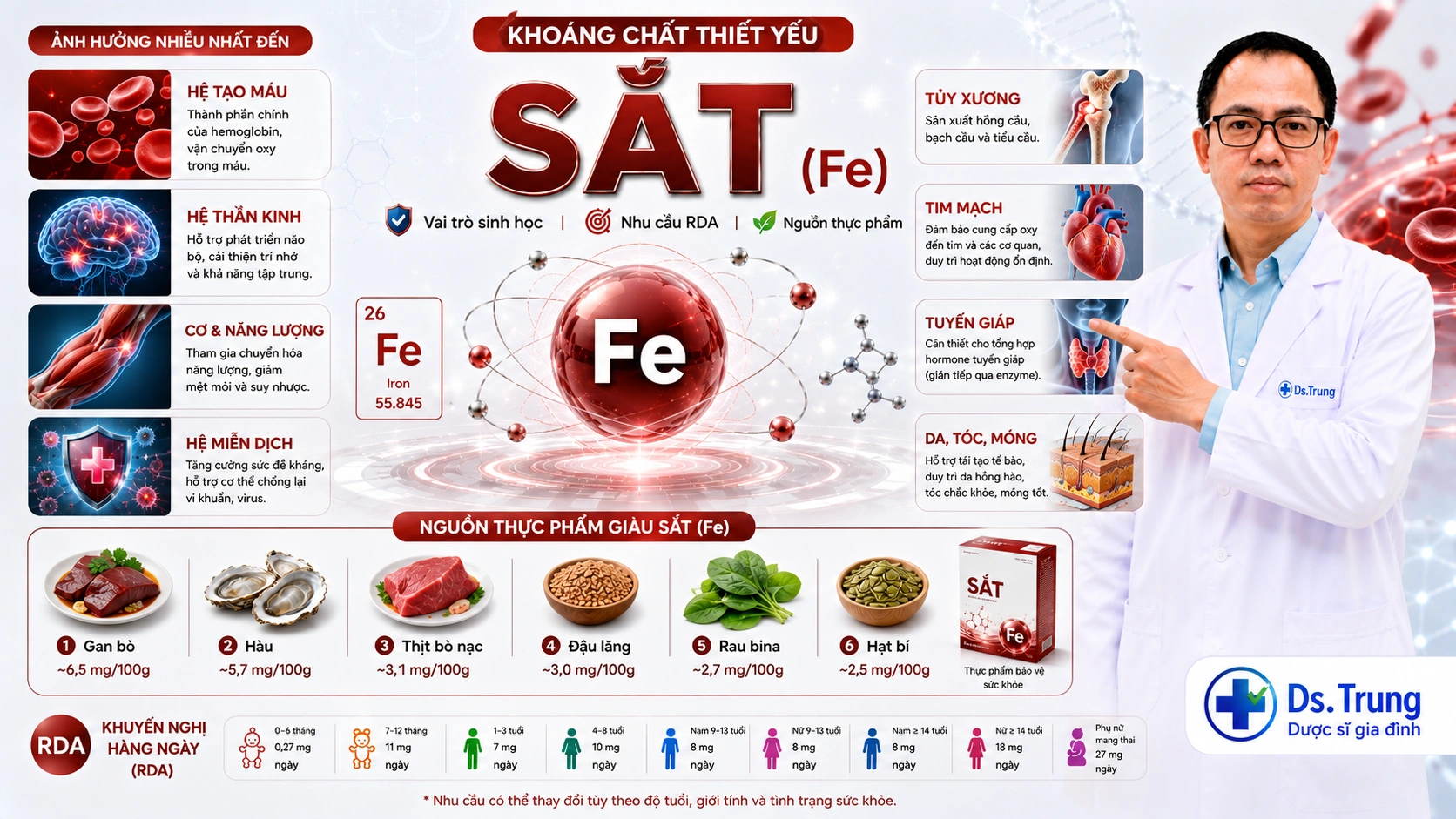 Sắt (Iron) là gì? Vai trò đối với cơ thể