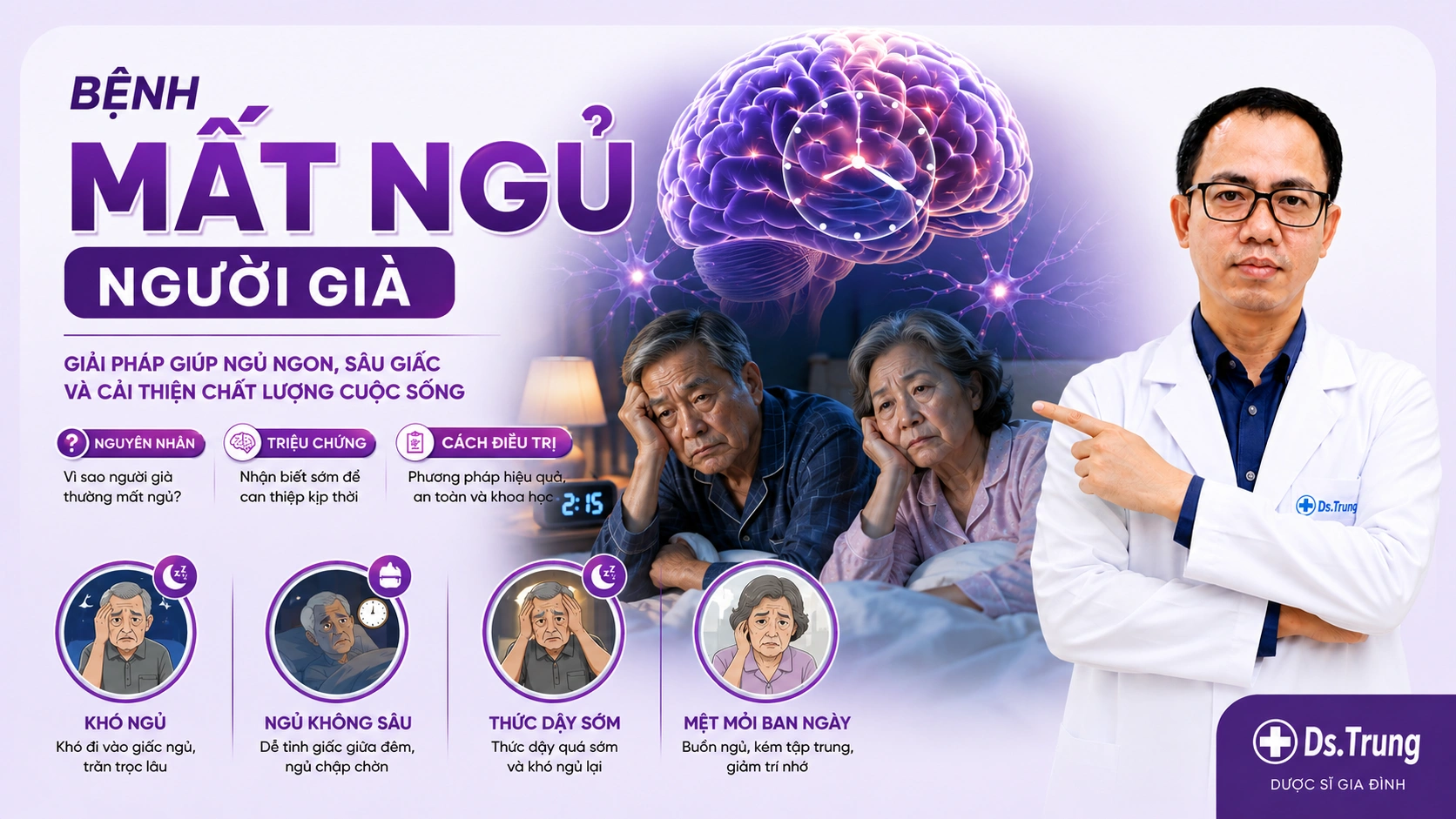 Mất ngủ mạn tính người già : Nguyên nhân, triệu chứng và cách điều trị