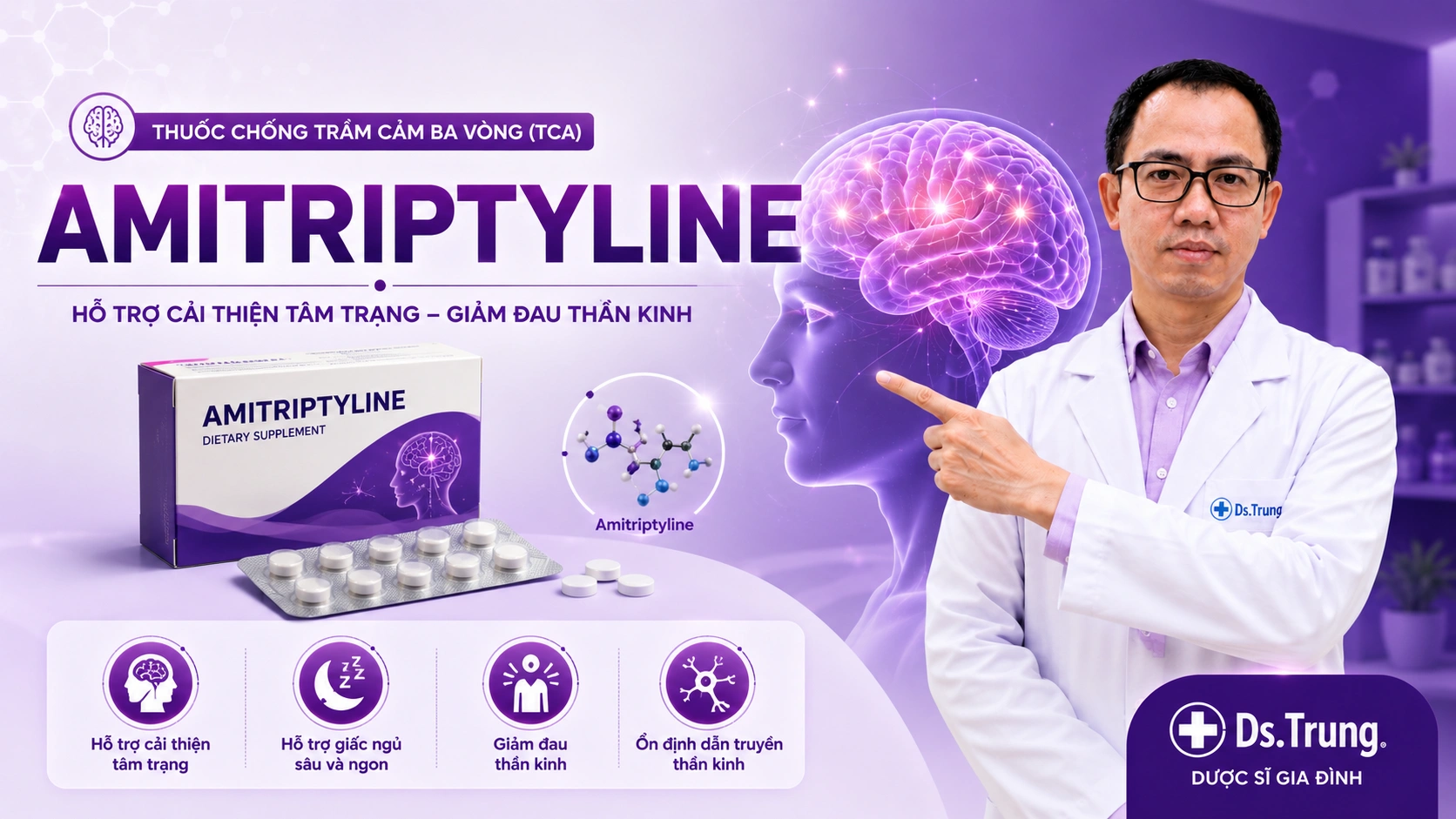 Thuốc Amitriptyline: Công dụng, Liều dùng & Chống chỉ định