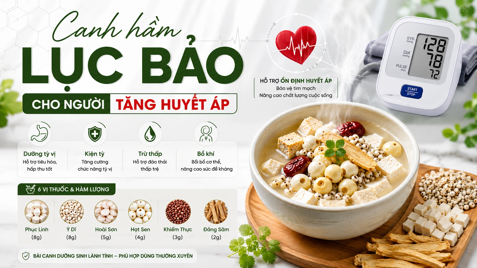 Canh hầm lục bảo cho người tăng huyết áp