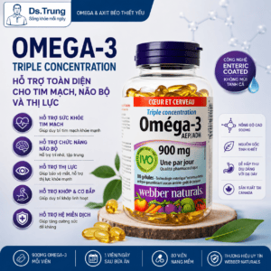 Omega-3 Triple Concentration 900mg Webber Naturals – Bổ sung Omega-3 hỗ trợ tim mạch, não bộ và thị lực